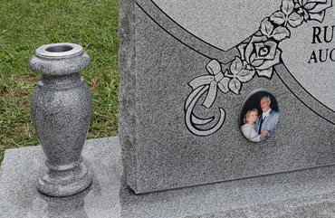 headstone vase and porcelain photo