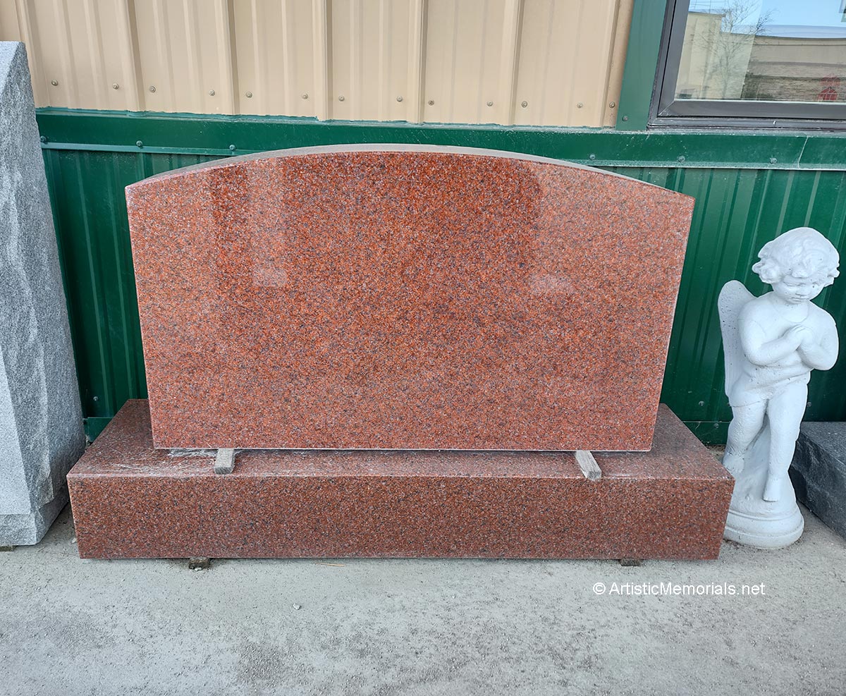 Wausau red granite headstone - angel